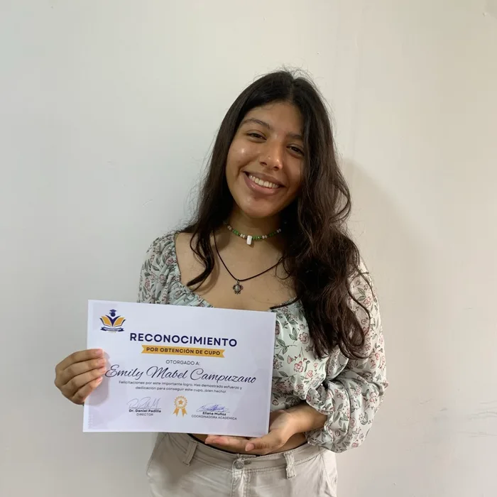 Emily Mabel Campuzano, Cupo universitario obtenido — Universidad Estatal de Milagro